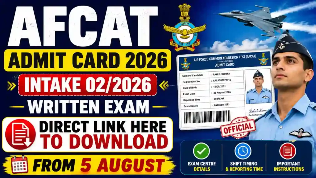 AFCAT Admit Card 2026 Download Link Indian Air Force