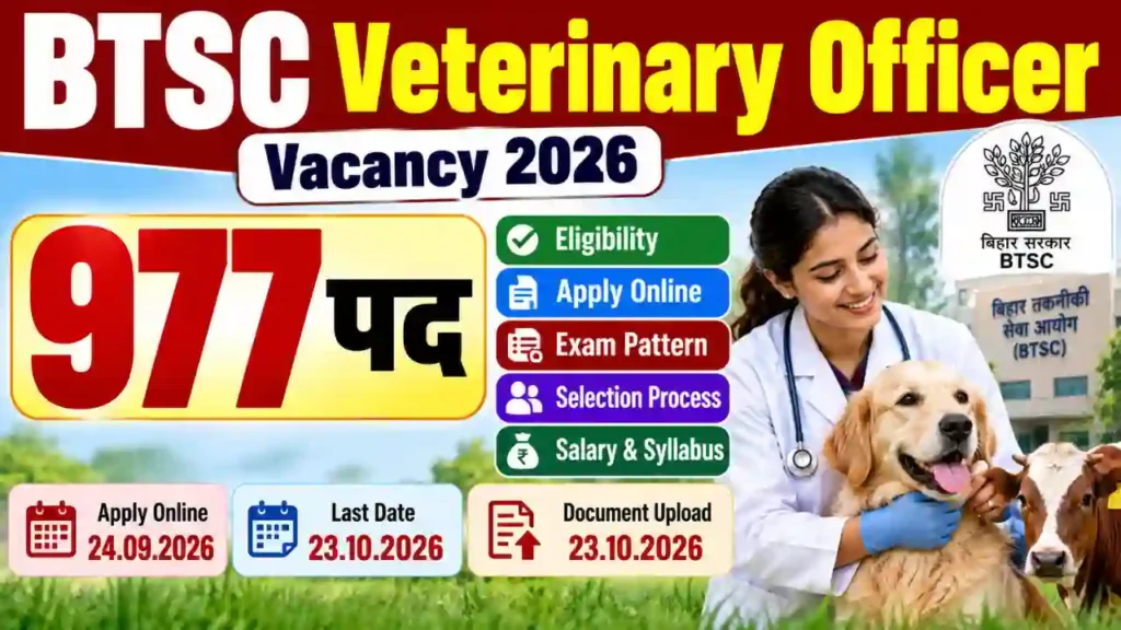 BTSC Veterinary Officer Vacancy 2026 - Apply Online