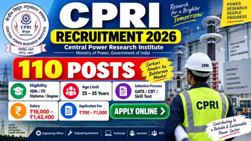 CPRI Online Form 2026 Recruitment Notification Apply Online