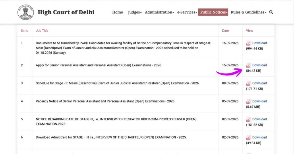 Delhi High Court SPA and PA Vacancy 2026