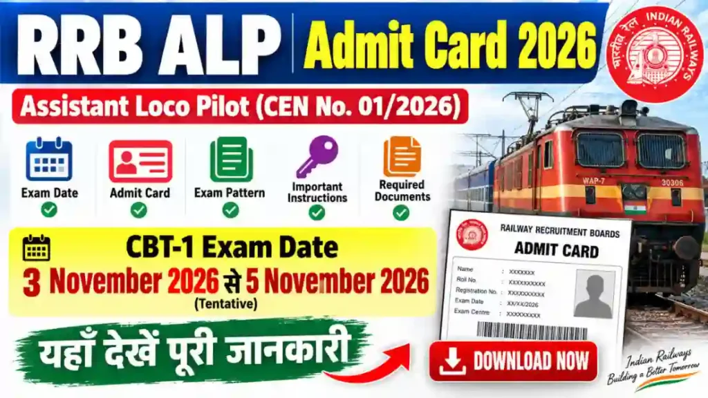 RRB ALP Admit Card 2026 CBT 1 Exam Date Notice Download