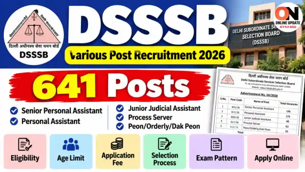 DSSSB Various Post Recruitment 2026 - Apply for 641 Posts