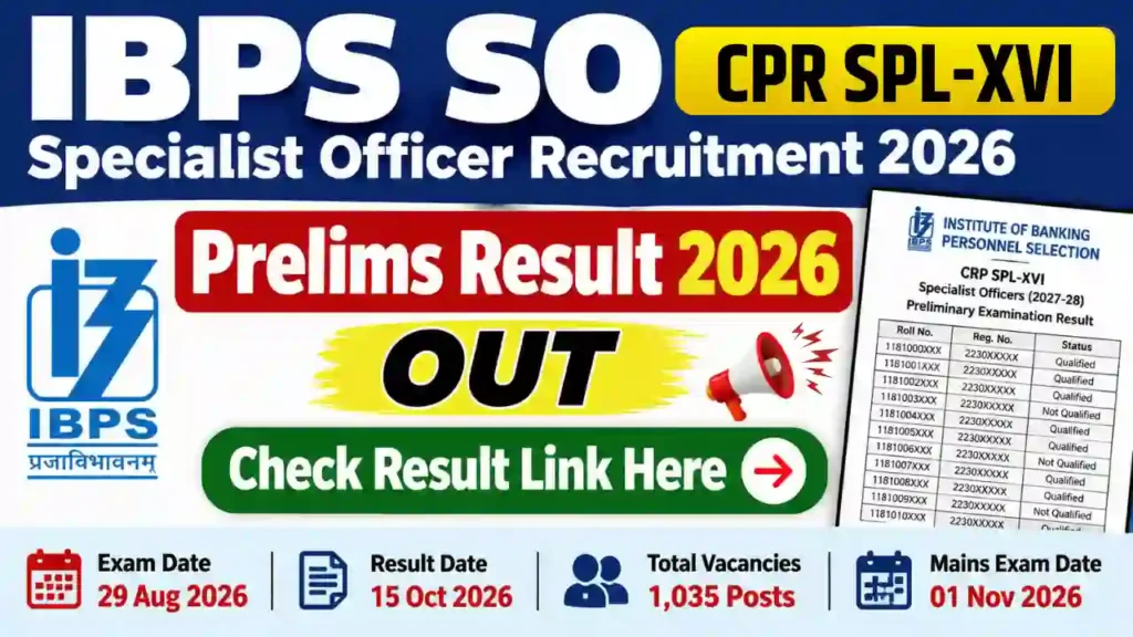IBPS SO Prelims Result 2026
