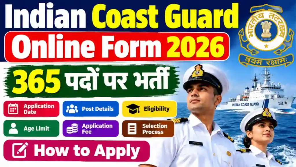 Indian Coast Guard Online Form 2026 Apply for 365 posts