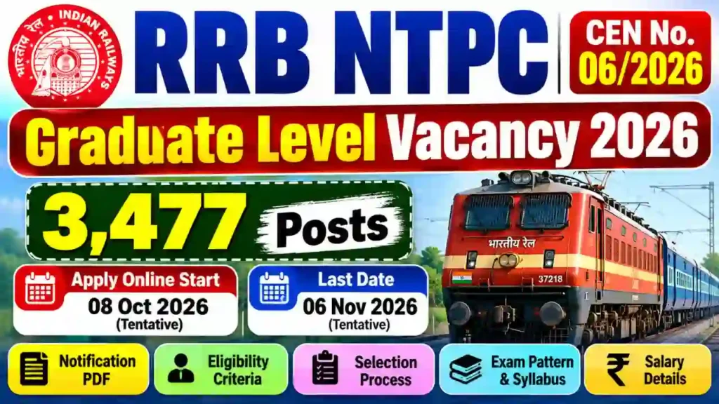 RRB NTPC Graduate Level Vacancy 2026 - Apply Online